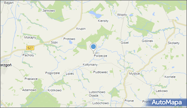 mapa Porzecze, Porzecze gmina Stary Dzierzgoń na mapie Targeo